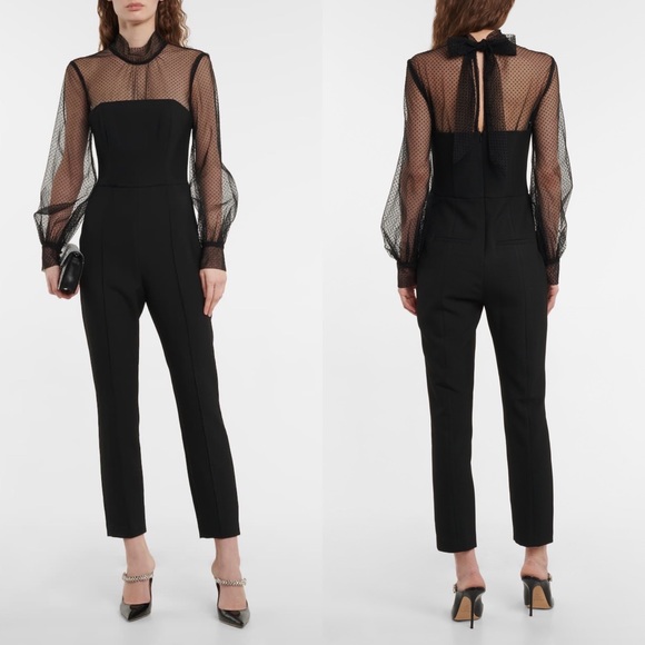 Veronica Beard Pants - VERONICA BEARD Saluja Swissdot Jumpsuit in Black Illusion Sz 12 US